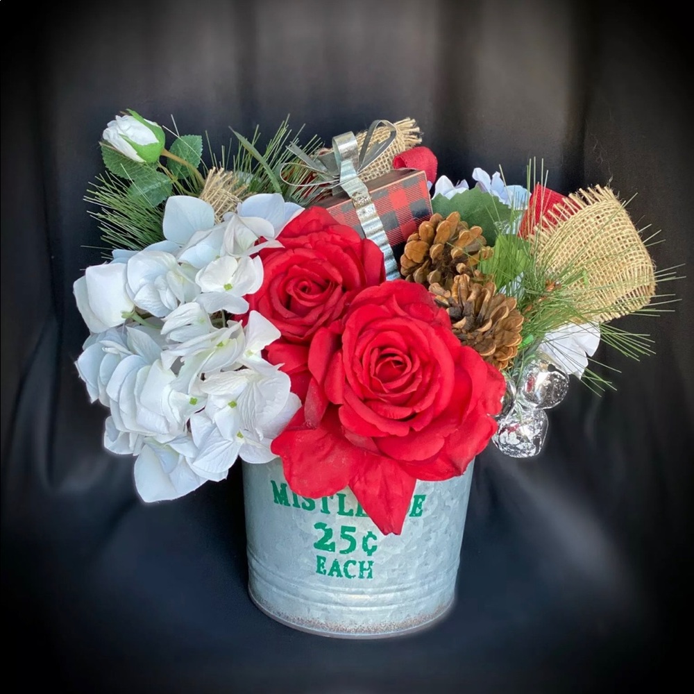 Festive Christmas Floral arrangement red roses